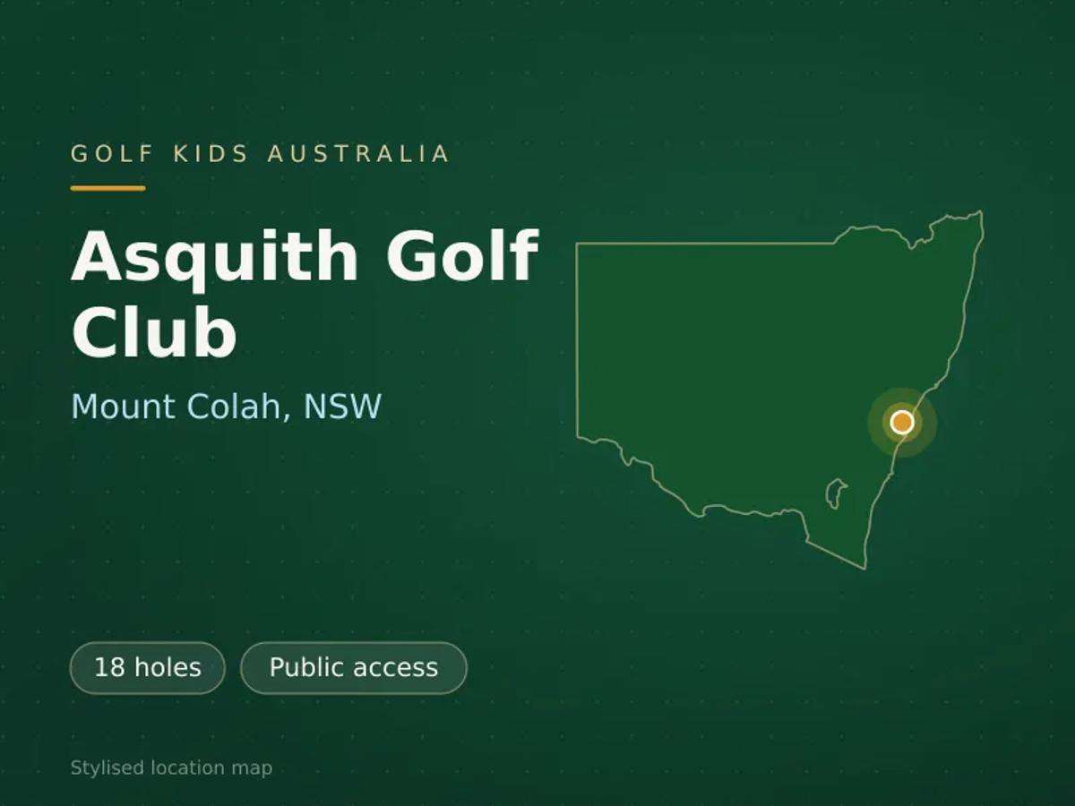 Stylised map showing the location of Asquith Golf Club in Mount Colah, NSW - not a photograph of the course