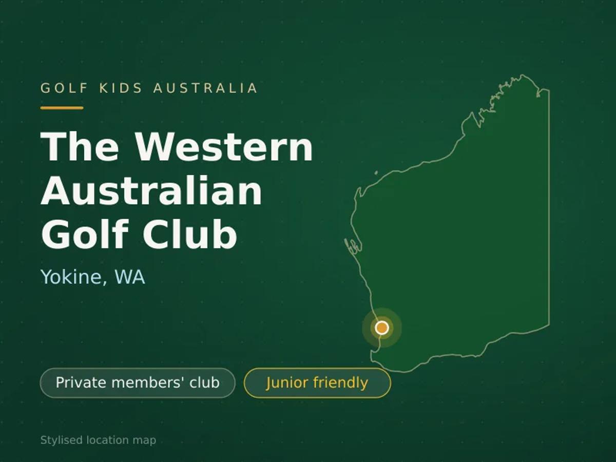 Stylised map showing the location of The Western Australian Golf Club in Yokine, WA - not a photograph of the course