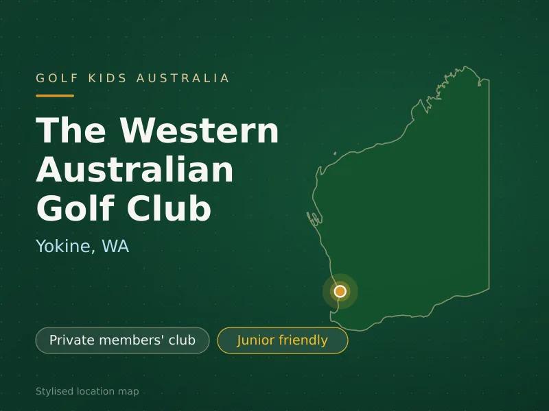 Stylised map showing the location of The Western Australian Golf Club in Yokine, WA - not a photograph of the course