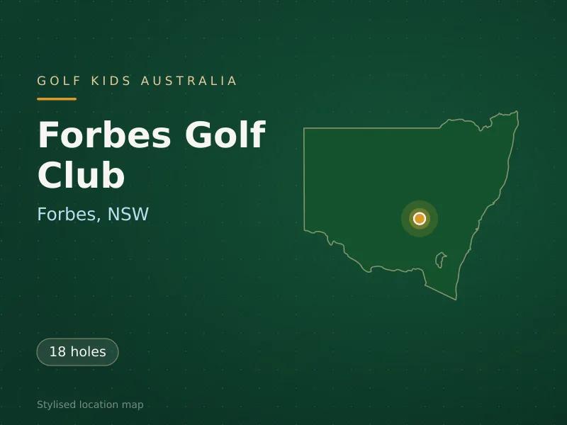 Stylised map showing the location of Forbes Golf Club in Forbes, NSW - not a photograph of the course