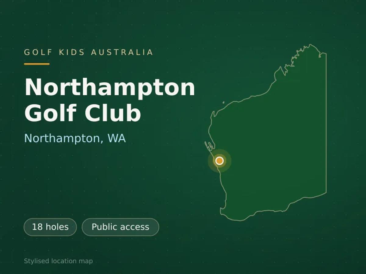 Stylised map showing the location of Northampton Golf Club in Northampton, WA - not a photograph of the course