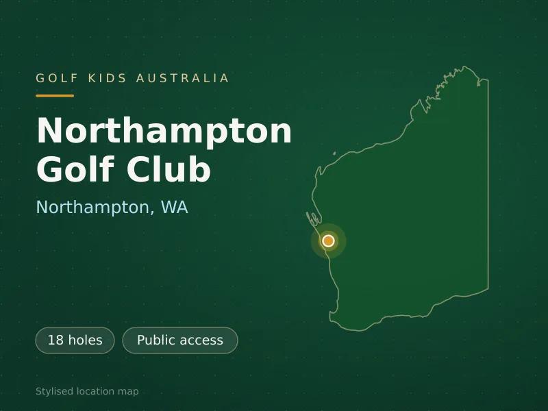 Stylised map showing the location of Northampton Golf Club in Northampton, WA - not a photograph of the course