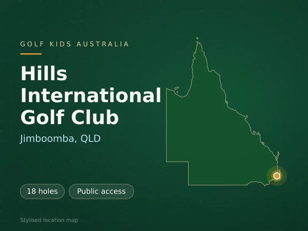 Stylised map showing the location of Hills International Golf Club in Jimboomba, QLD - not a photograph of the course
