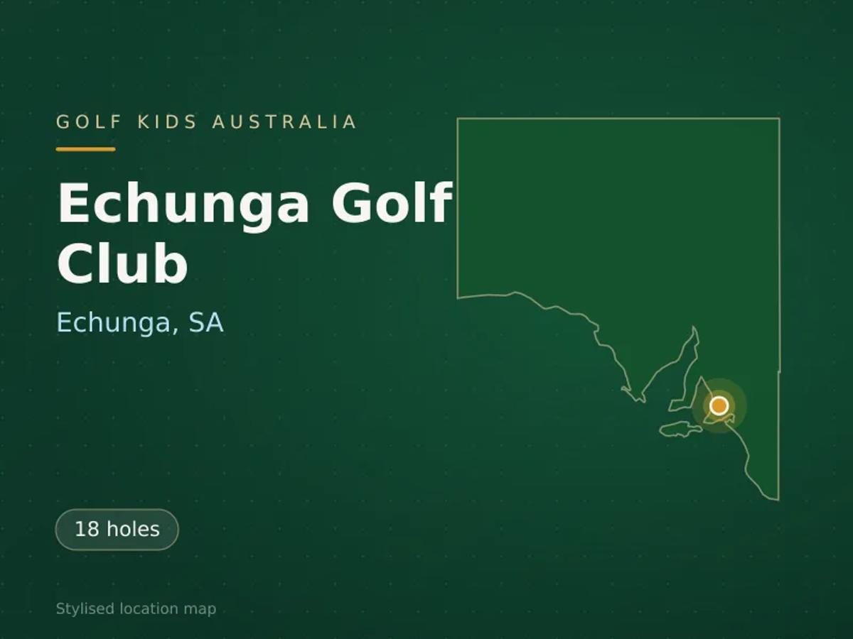 Stylised map showing the location of Echunga Golf Club in Echunga, SA - not a photograph of the course