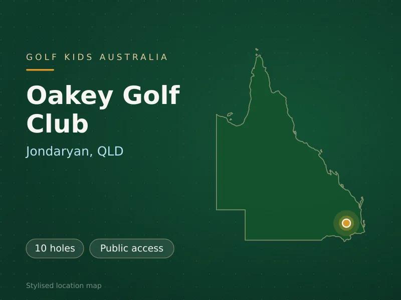Stylised map showing the location of Oakey Golf Club in Jondaryan, QLD - not a photograph of the course