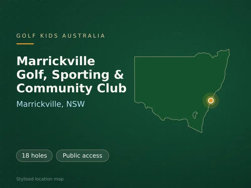 Stylised map showing the location of Marrickville Golf, Sporting & Community Club in Marrickville, NSW - not a photograph of the course