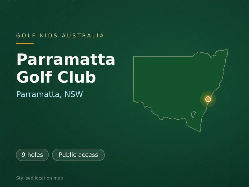 Stylised map showing the location of Parramatta Golf Club in Parramatta, NSW - not a photograph of the course