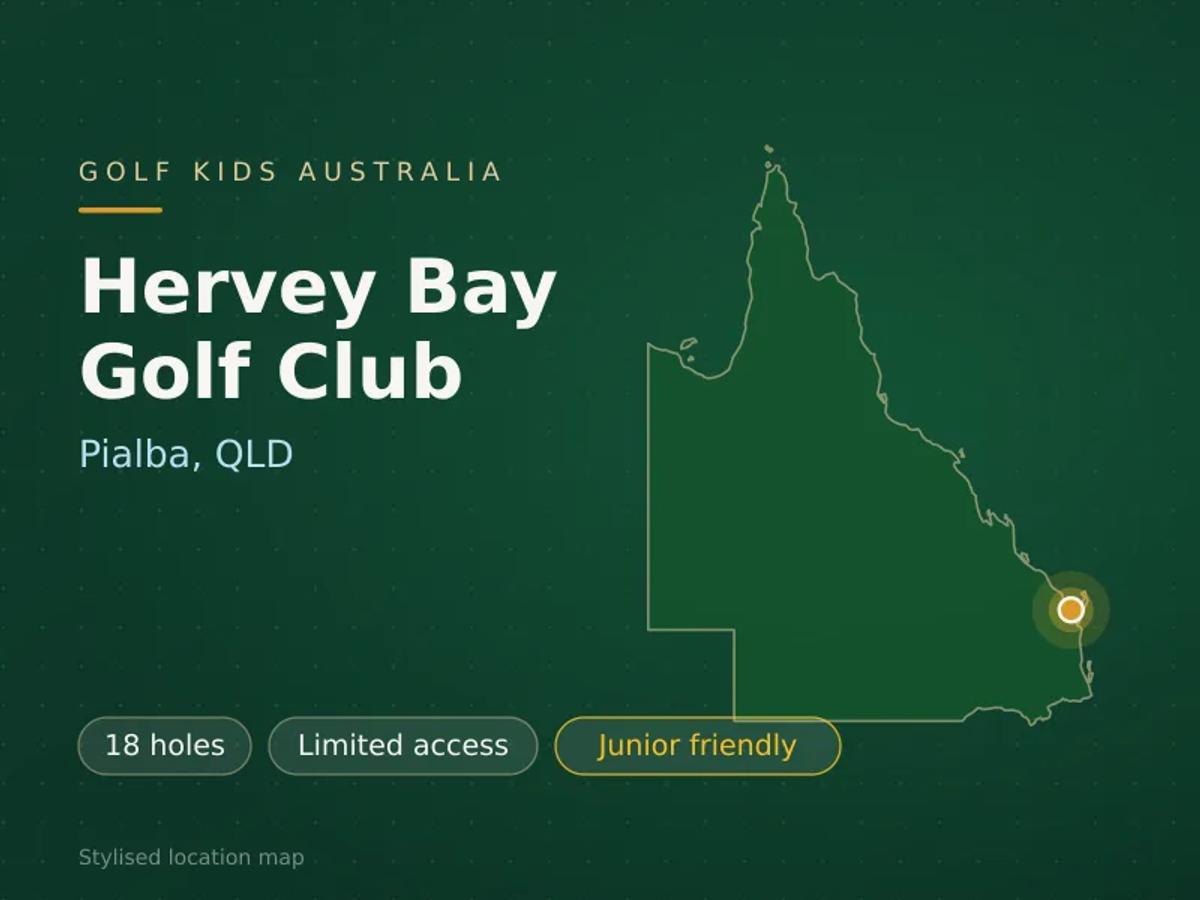 Stylised map showing the location of Hervey Bay Golf Club in Pialba, QLD - not a photograph of the course