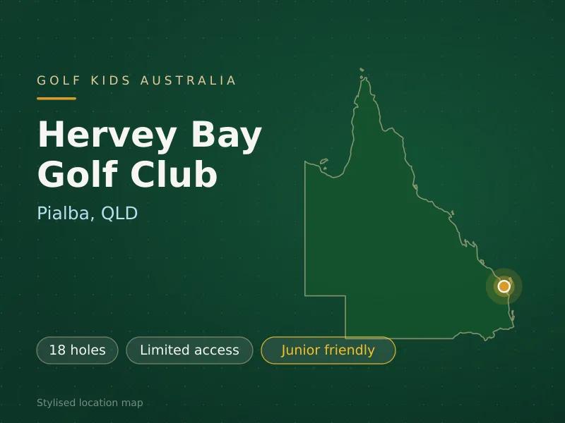 Stylised map showing the location of Hervey Bay Golf Club in Pialba, QLD - not a photograph of the course