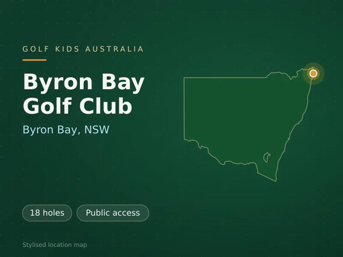 Stylised map showing the location of Byron Bay Golf Club in Byron Bay, NSW - not a photograph of the course