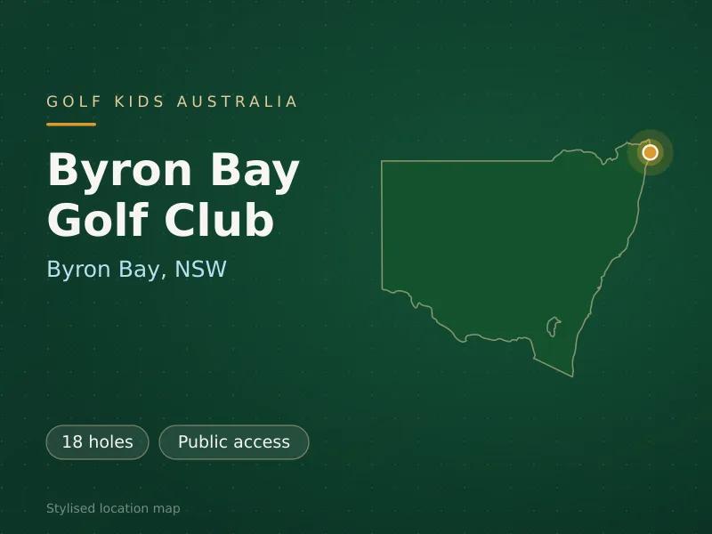 Stylised map showing the location of Byron Bay Golf Club in Byron Bay, NSW - not a photograph of the course