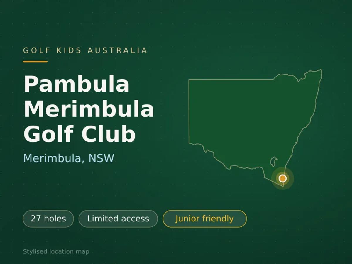 Stylised map showing the location of Pambula Merimbula Golf Club in Merimbula, NSW - not a photograph of the course