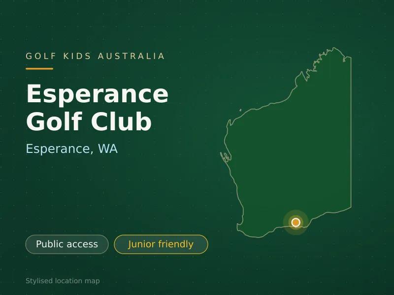 Stylised map showing the location of Esperance Golf Club in Esperance, WA - not a photograph of the course