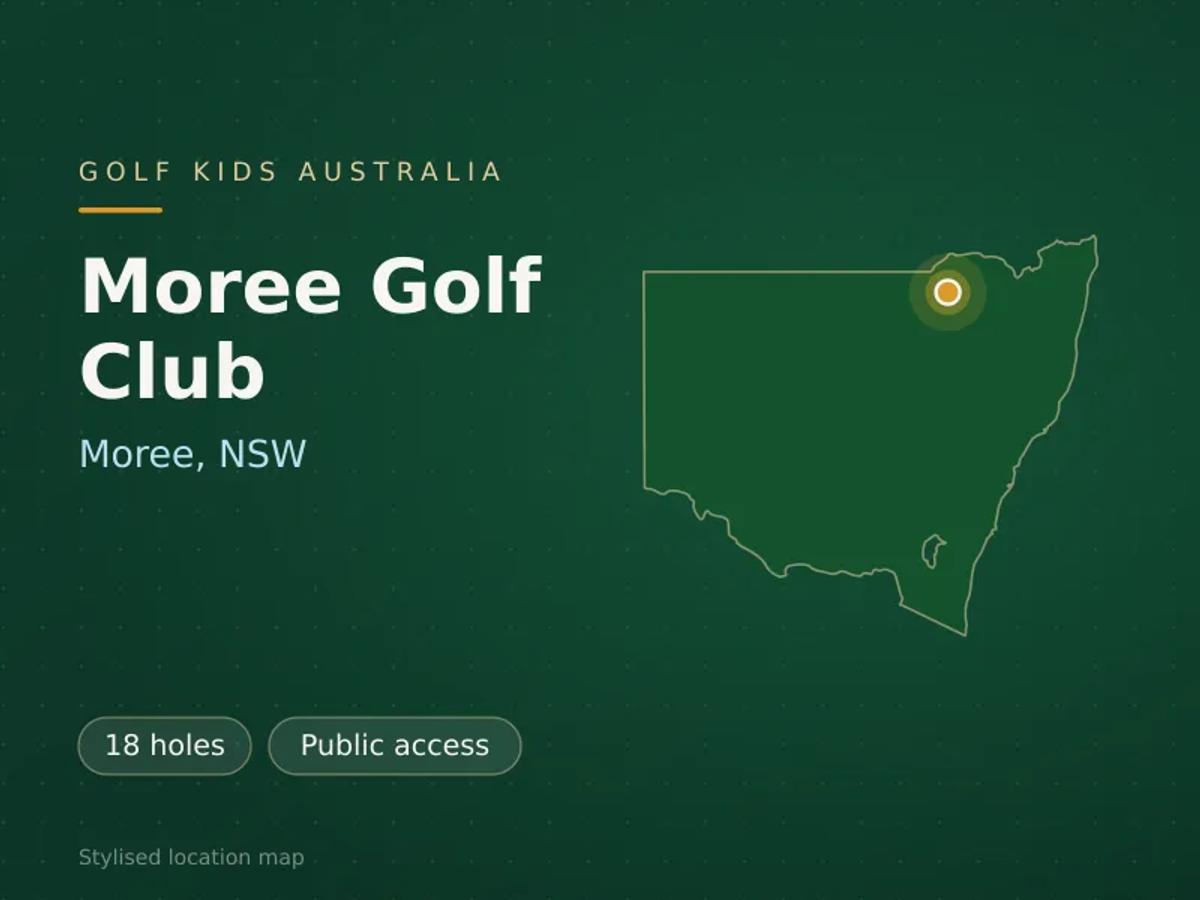 Stylised map showing the location of Moree Golf Club in Moree, NSW - not a photograph of the course