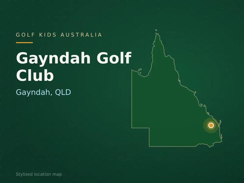 Stylised map showing the location of Gayndah Golf Club in Gayndah, QLD - not a photograph of the course