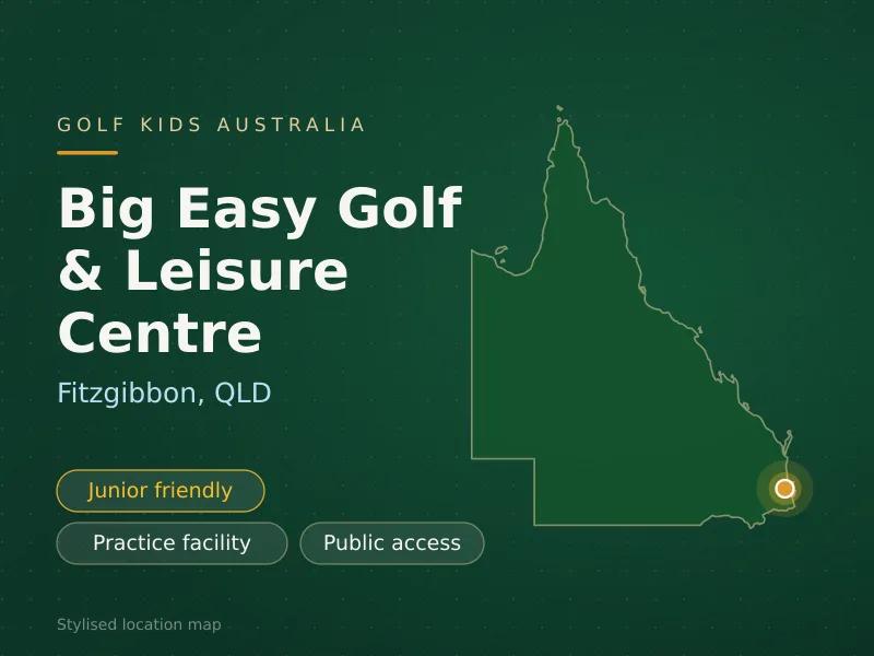 Stylised map showing the location of Big Easy Golf & Leisure Centre in Fitzgibbon, QLD - not a photograph of the course