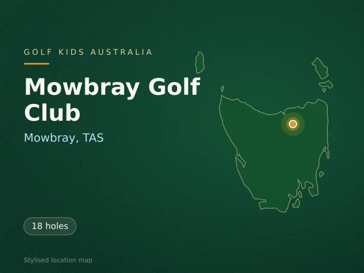 Stylised map showing the location of Mowbray Golf Club in Mowbray, TAS - not a photograph of the course