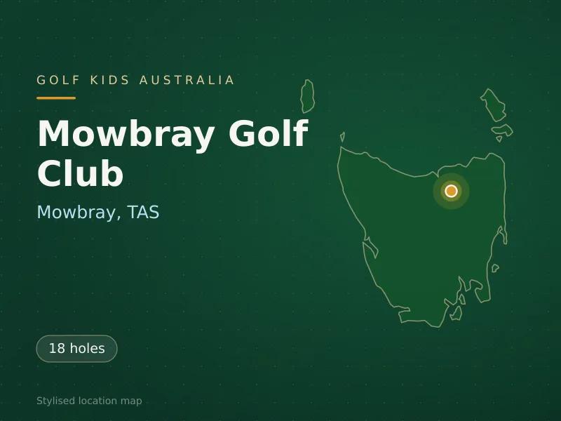 Stylised map showing the location of Mowbray Golf Club in Mowbray, TAS - not a photograph of the course