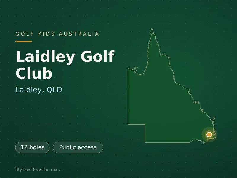 Stylised map showing the location of Laidley Golf Club in Laidley, QLD - not a photograph of the course