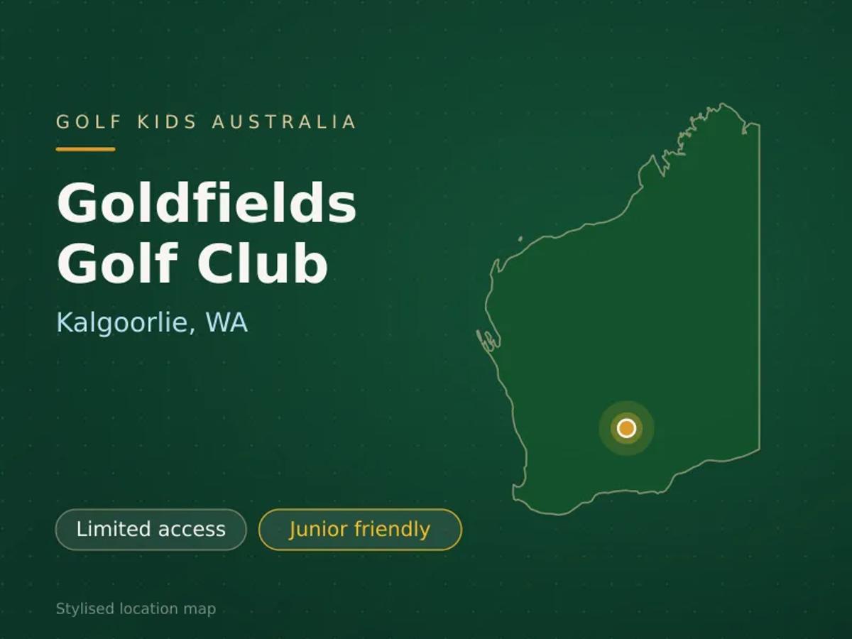 Stylised map showing the location of Goldfields Golf Club in Kalgoorlie, WA - not a photograph of the course