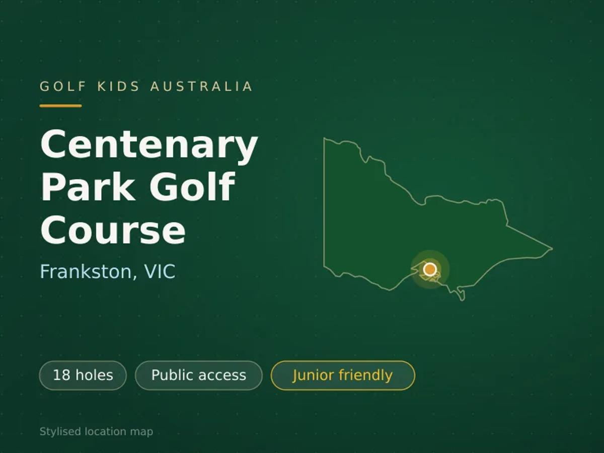 Stylised map showing the location of Centenary Park Golf Course in Frankston, VIC - not a photograph of the course