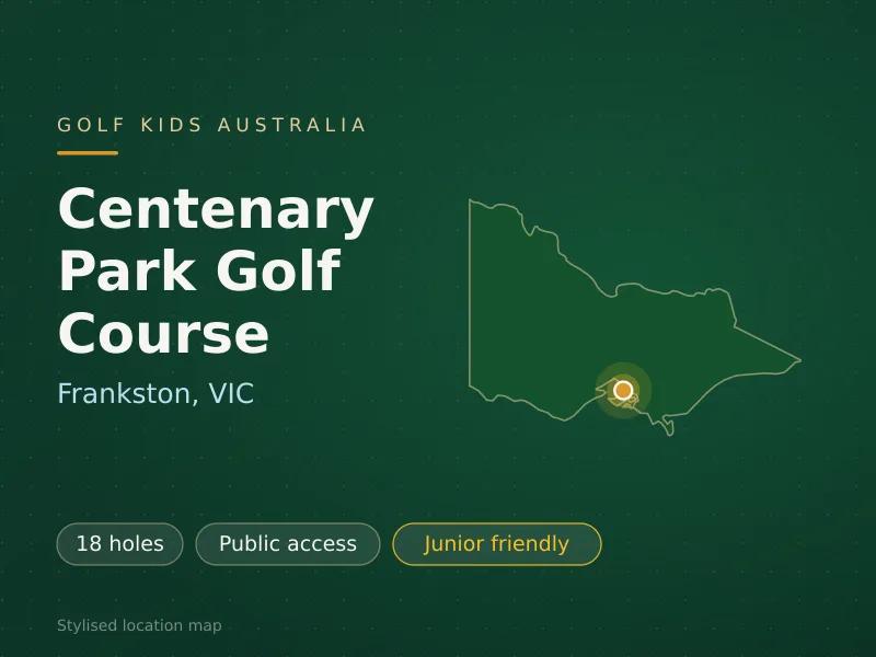Stylised map showing the location of Centenary Park Golf Course in Frankston, VIC - not a photograph of the course