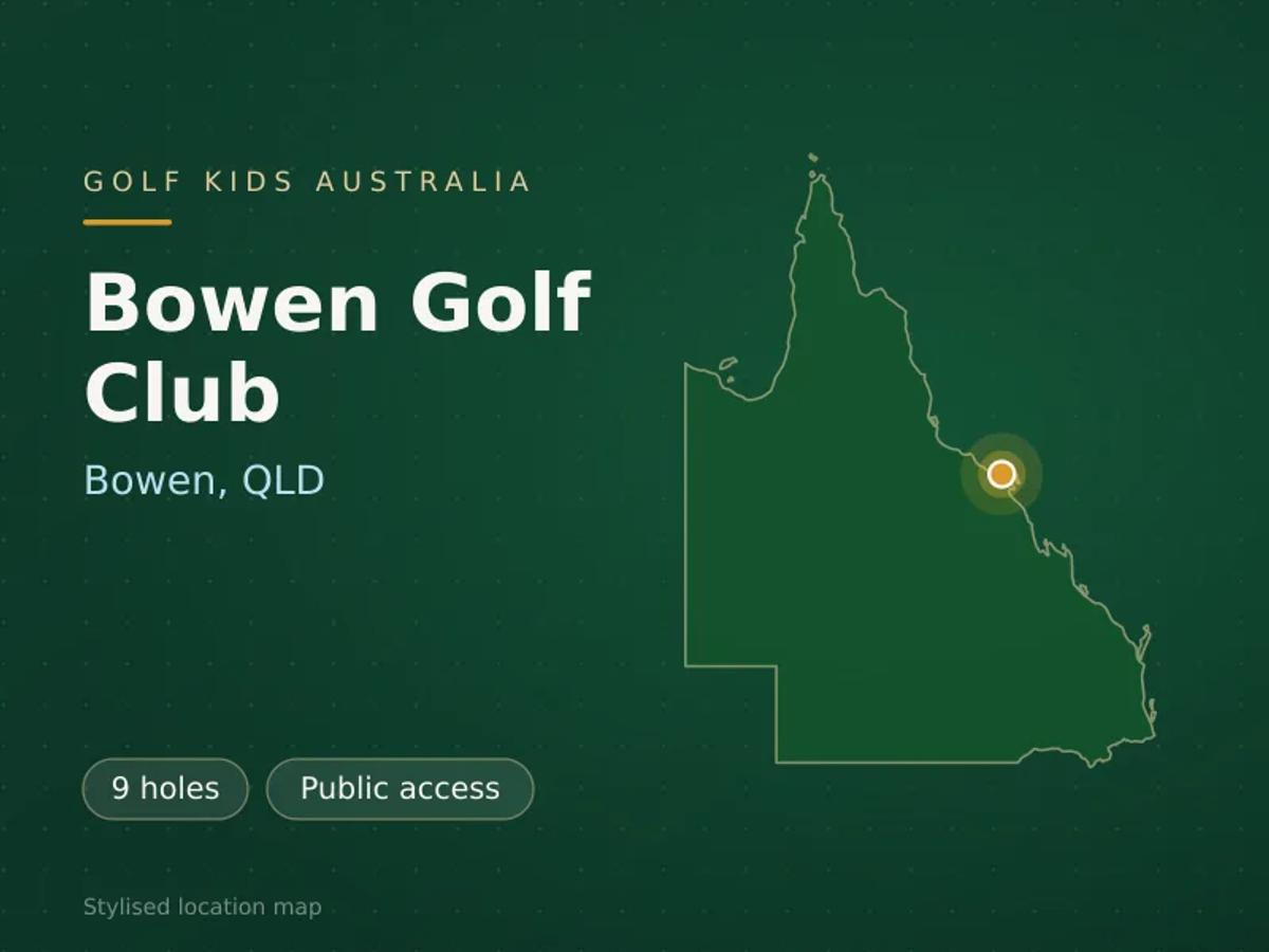 Stylised map showing the location of Bowen Golf Club in Bowen, QLD - not a photograph of the course
