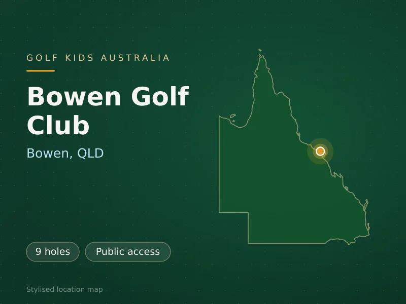Stylised map showing the location of Bowen Golf Club in Bowen, QLD - not a photograph of the course