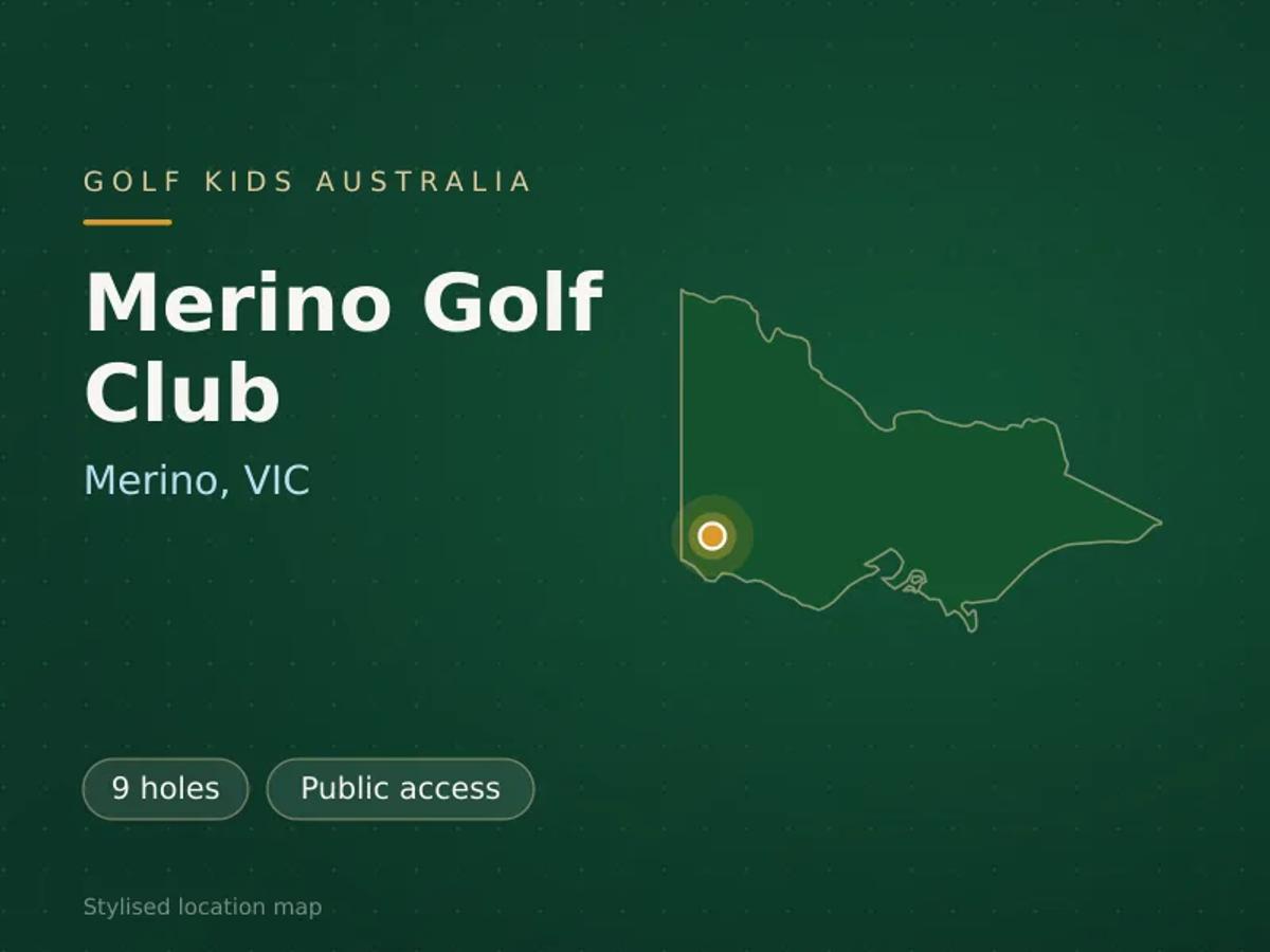 Stylised map showing the location of Merino Golf Club in Merino, VIC - not a photograph of the course