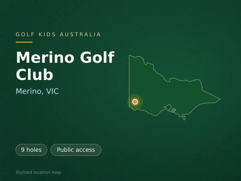 Stylised map showing the location of Merino Golf Club in Merino, VIC - not a photograph of the course
