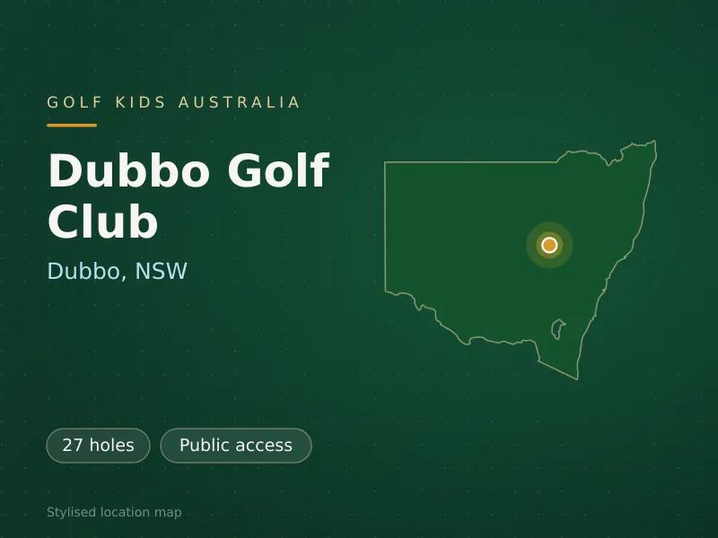 Stylised map showing the location of Dubbo Golf Club in Dubbo, NSW - not a photograph of the course