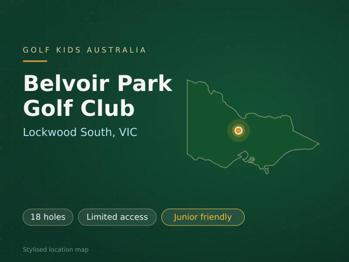 Stylised map showing the location of Belvoir Park Golf Club in Lockwood South, VIC - not a photograph of the course