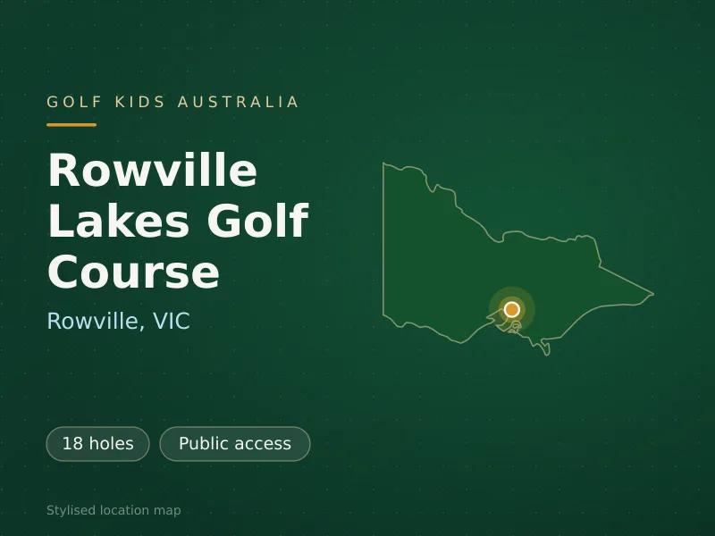 Stylised map showing the location of Rowville Lakes Golf Course in Rowville, VIC - not a photograph of the course