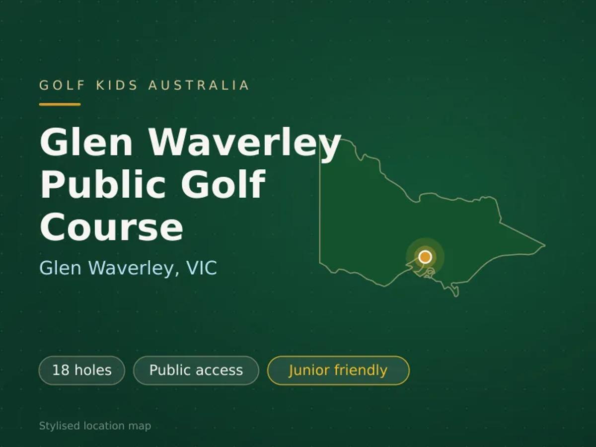 Stylised map showing the location of Glen Waverley Public Golf Course in Glen Waverley, VIC - not a photograph of the course
