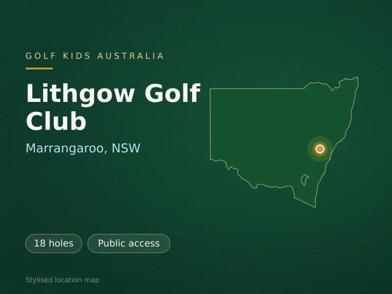 Stylised map showing the location of Lithgow Golf Club in Marrangaroo, NSW - not a photograph of the course