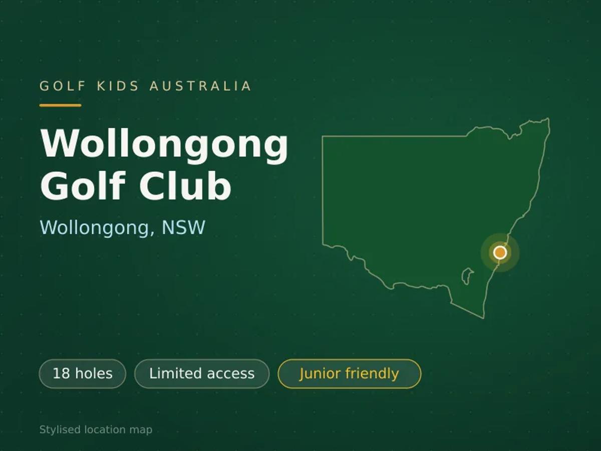 Stylised map showing the location of Wollongong Golf Club in Wollongong, NSW - not a photograph of the course