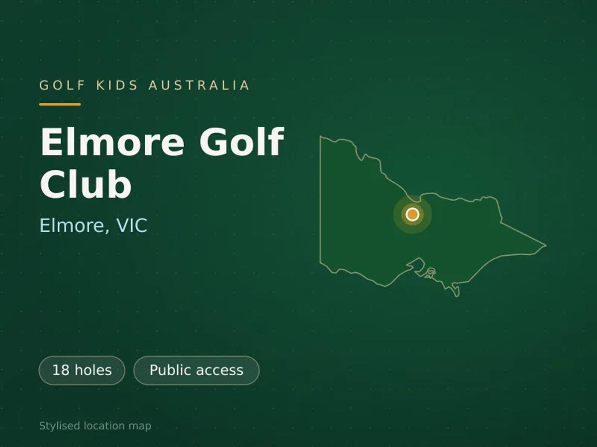Stylised map showing the location of Elmore Golf Club in Elmore, VIC - not a photograph of the course