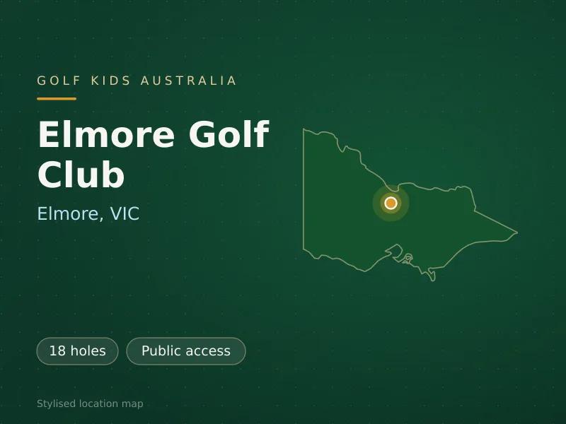 Stylised map showing the location of Elmore Golf Club in Elmore, VIC - not a photograph of the course