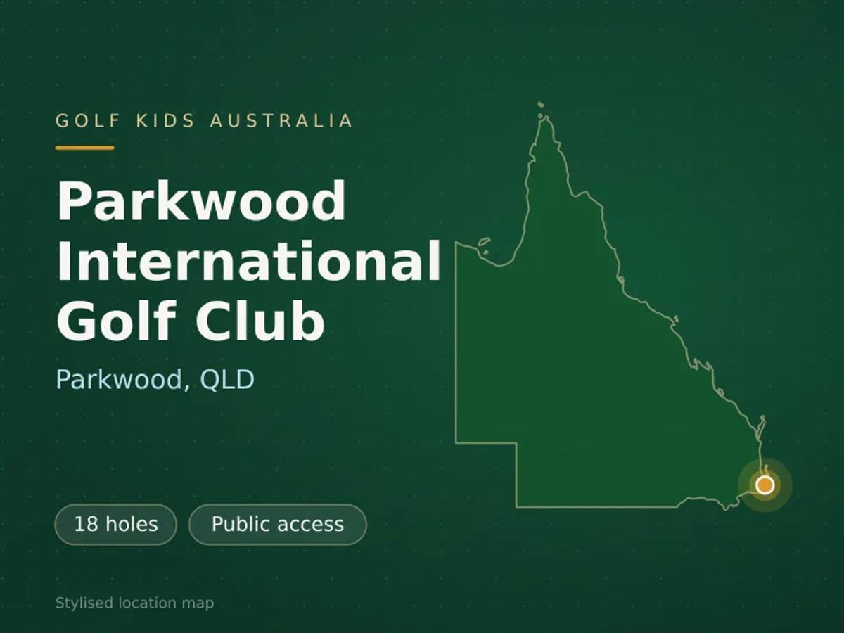 Stylised map showing the location of Parkwood International Golf Club in Parkwood, QLD - not a photograph of the course