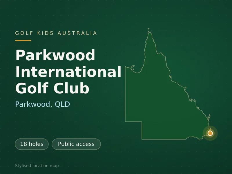 Stylised map showing the location of Parkwood International Golf Club in Parkwood, QLD - not a photograph of the course