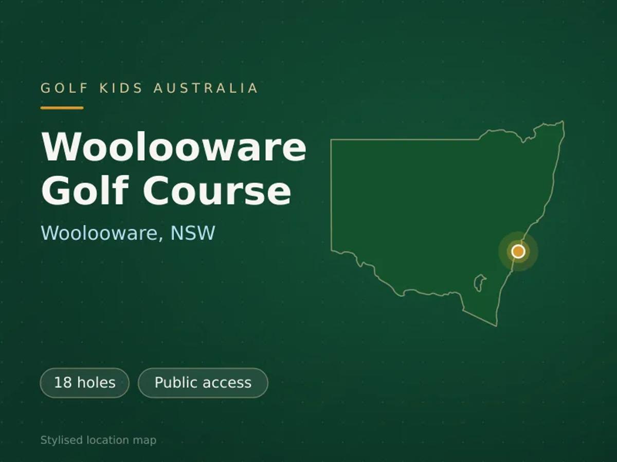 Stylised map showing the location of Woolooware Golf Course in Woolooware, NSW - not a photograph of the course