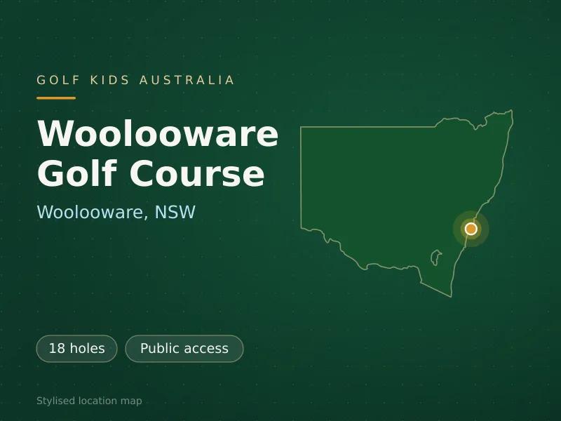 Stylised map showing the location of Woolooware Golf Course in Woolooware, NSW - not a photograph of the course