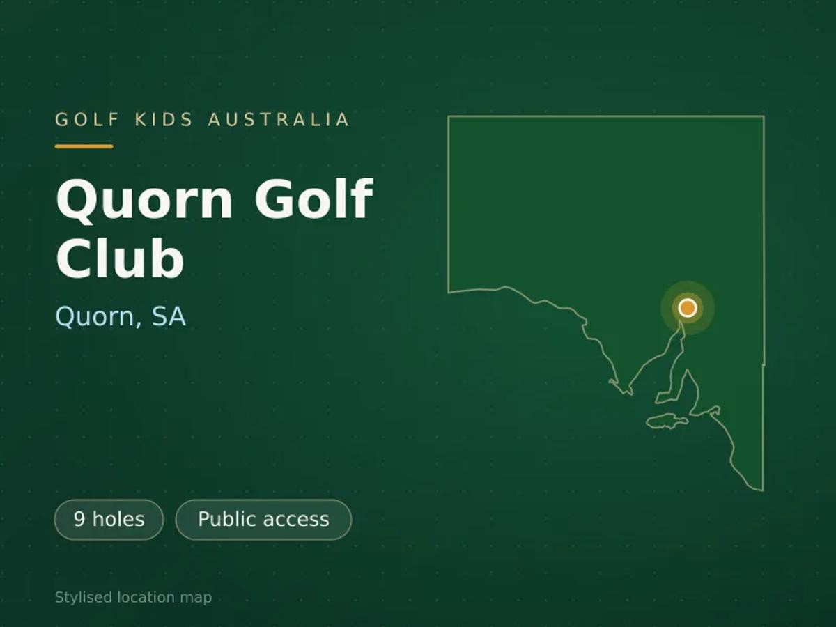 Stylised map showing the location of Quorn Golf Club in Quorn, SA - not a photograph of the course