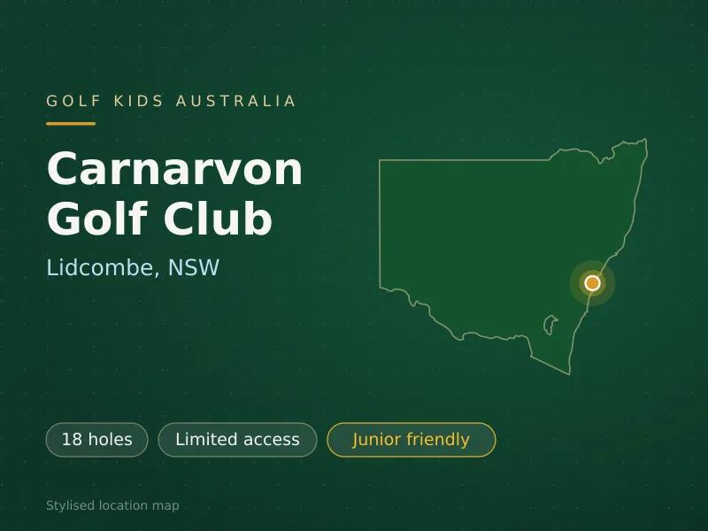 Stylised map showing the location of Carnarvon Golf Club in Lidcombe, NSW - not a photograph of the course