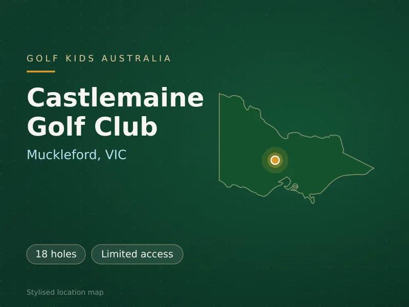 Stylised map showing the location of Castlemaine Golf Club in Muckleford, VIC - not a photograph of the course