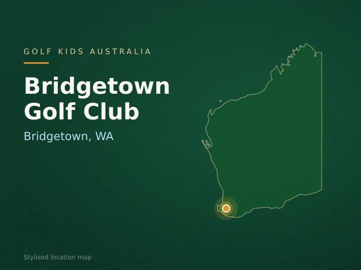Stylised map showing the location of Bridgetown Golf Club in Bridgetown, WA - not a photograph of the course