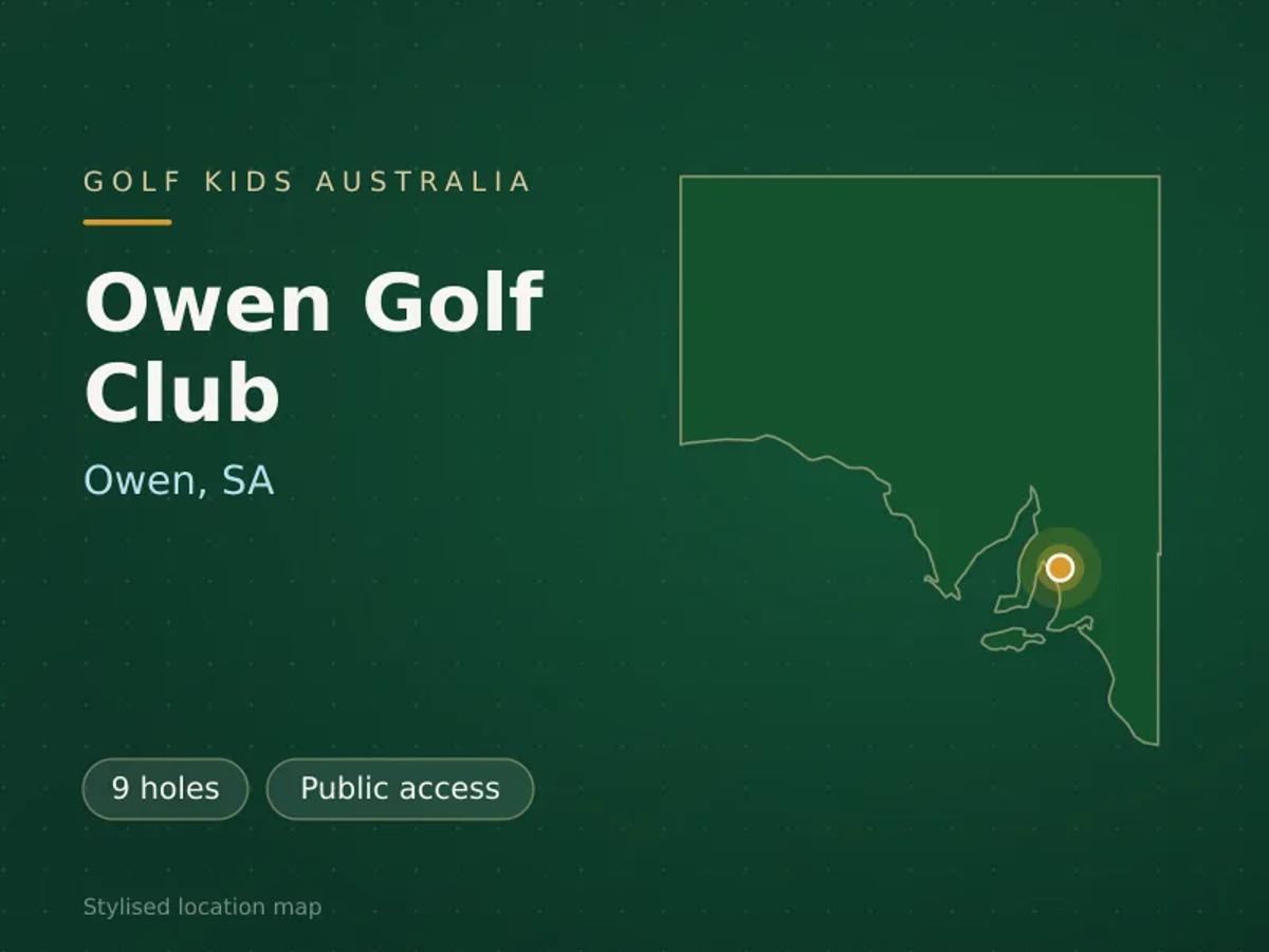Stylised map showing the location of Owen Golf Club in Owen, SA - not a photograph of the course