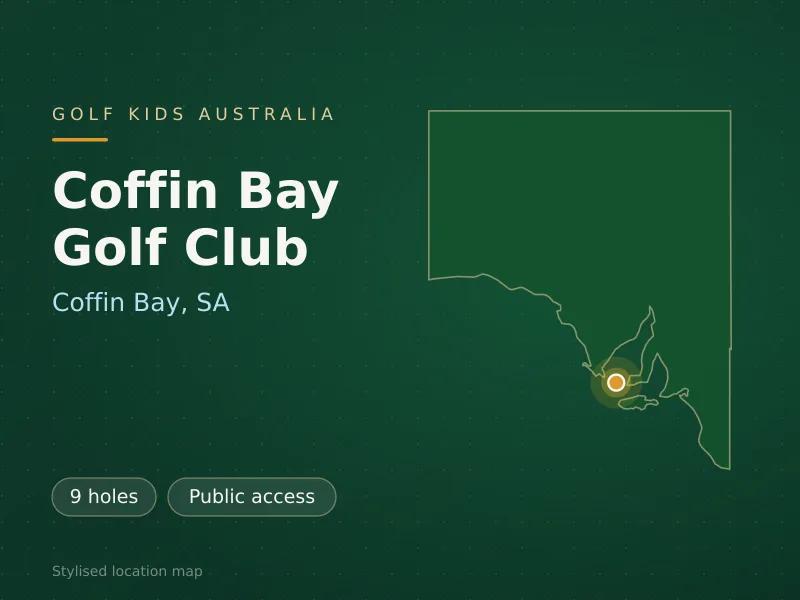 Stylised map showing the location of Coffin Bay Golf Club in Coffin Bay, SA - not a photograph of the course