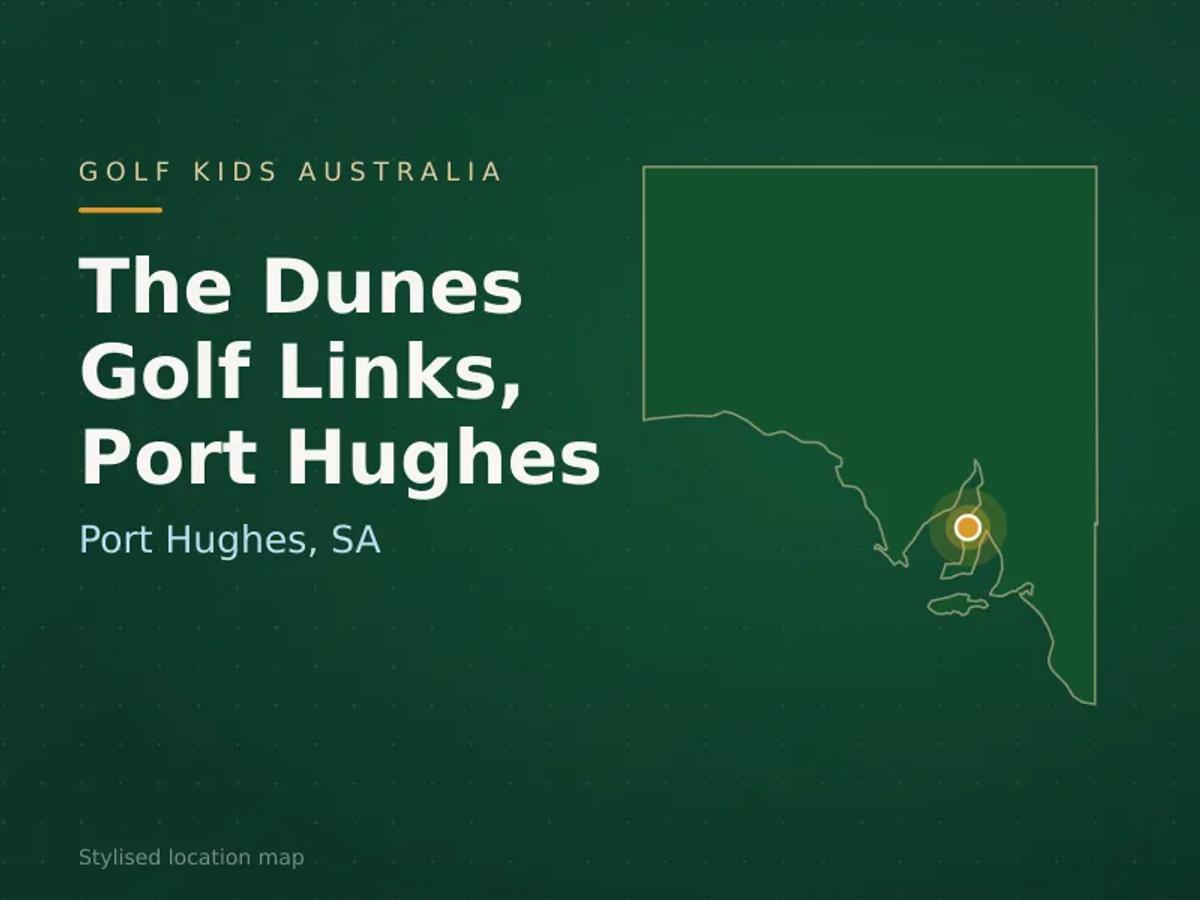 Stylised map showing the location of The Dunes Golf Links, Port Hughes in Port Hughes, SA - not a photograph of the course