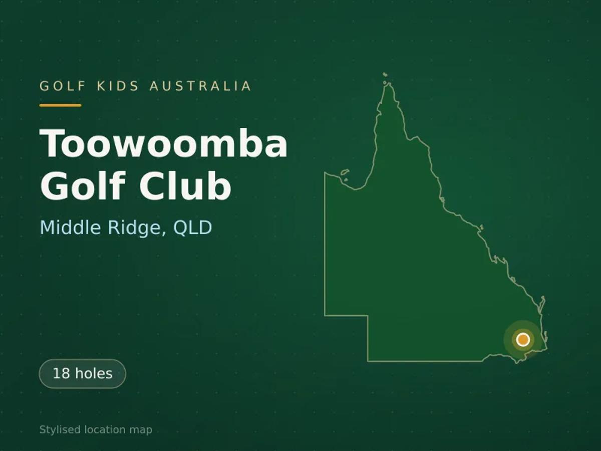 Stylised map showing the location of Toowoomba Golf Club in Middle Ridge, QLD - not a photograph of the course